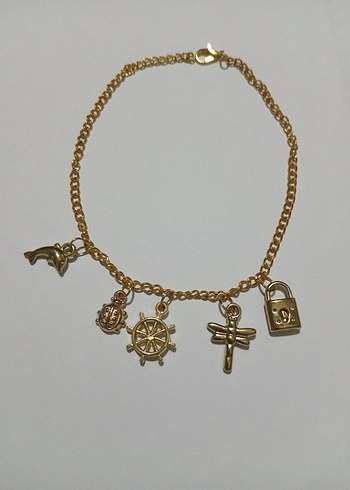 Altın Zincirli Kadın Charm Bileklik - Görsel 3