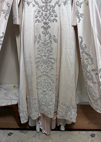 Nakışlı Beyaz Uzun Kollu Nikah Elbisesi sünnet elbisesi olarak - Görsel 3