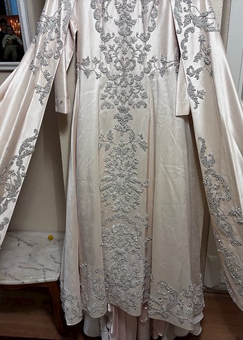 Nakışlı Beyaz Uzun Kollu Nikah Elbisesi sünnet elbisesi olarak - Görsel 4