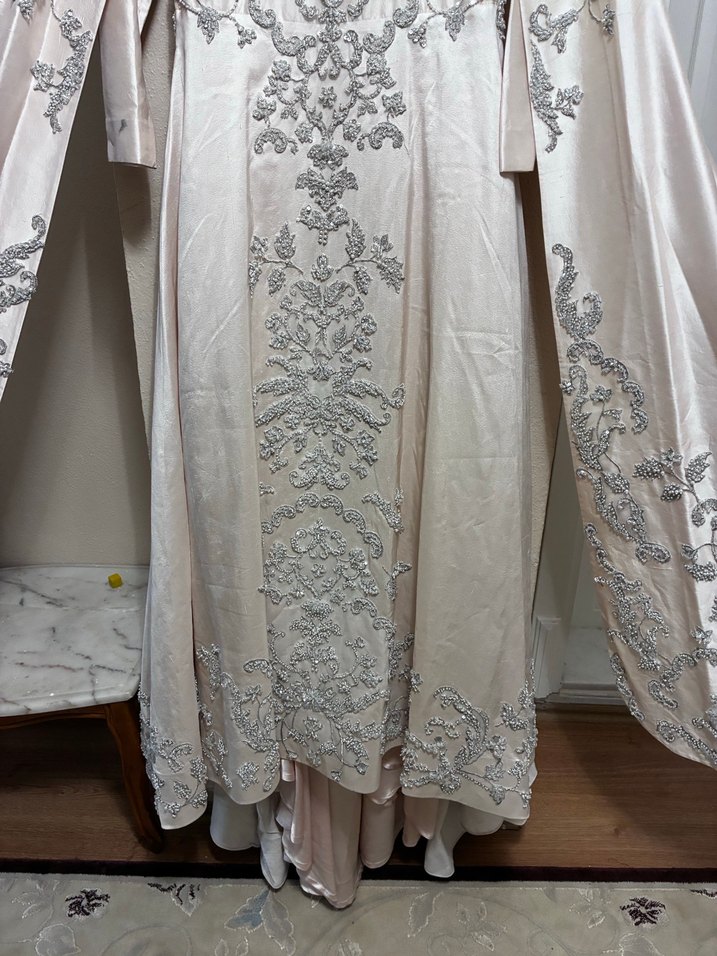 Nakışlı Beyaz Uzun Kollu Nikah Elbisesi sünnet elbisesi olarak - Görsel 3