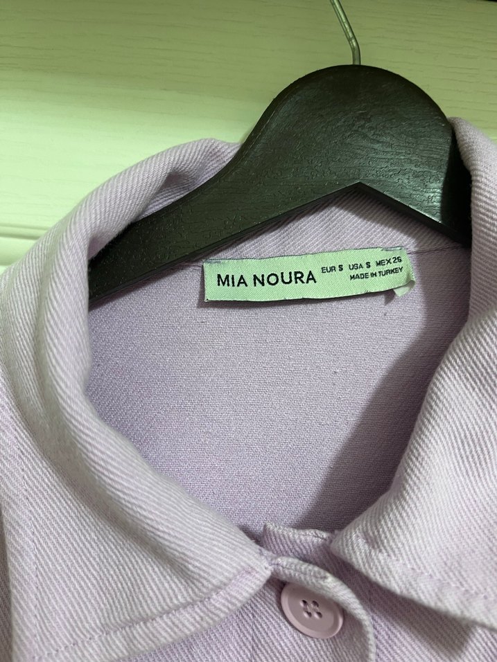 Düğmeli, Nakışlı Mor Kadın Gömlek - Görsel 2