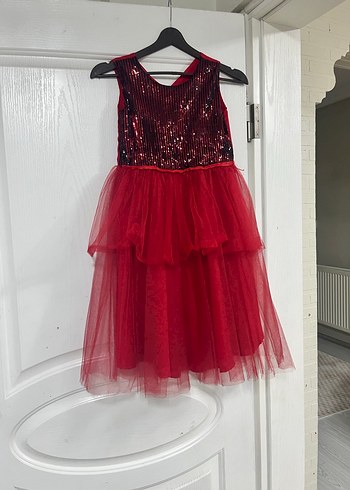 Kızlar için Kırmızı Gotik Fırfırlı Elbise - Görsel 8