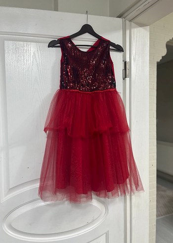 Kızlar için Kırmızı Gotik Fırfırlı Elbise - Görsel 2