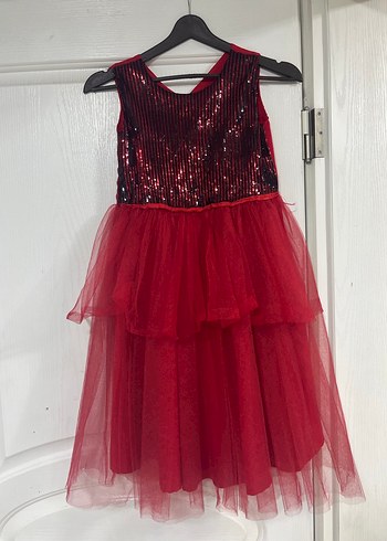 Kızlar için Kırmızı Gotik Fırfırlı Elbise - Görsel 3