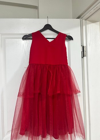Kızlar için Kırmızı Gotik Fırfırlı Elbise - Görsel 7