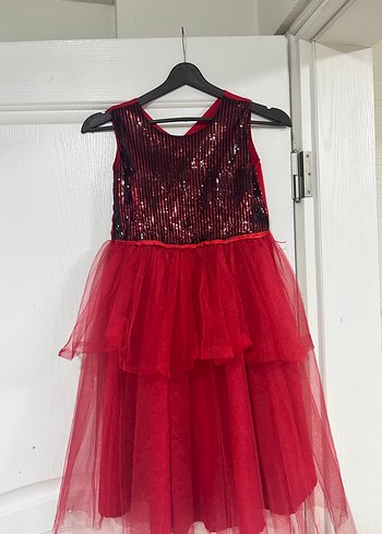 Kızlar için Kırmızı Gotik Fırfırlı Elbise - Görsel 11