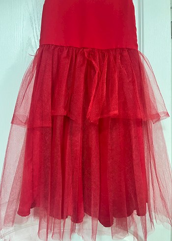 Kızlar için Kırmızı Gotik Fırfırlı Elbise - Görsel 6