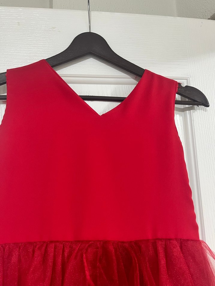 Kızlar için Kırmızı Gotik Fırfırlı Elbise - Görsel 5