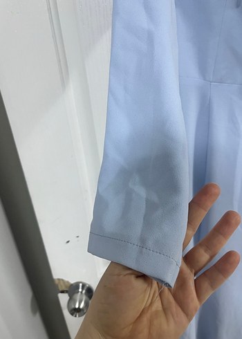 Mavi Nakışlı Uzun Kollu Kadın Abiye Elbise - Görsel 6