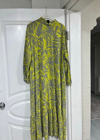 Yeşil Gri Bağlama Desenli günlük elbise - Görsel 5