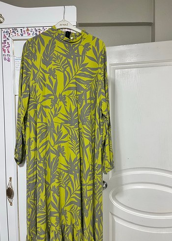 Yeşil Gri Bağlama Desenli günlük elbise - Görsel 8