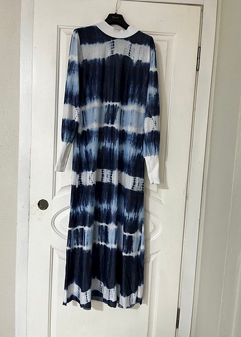 Mavi Batik Desenli Kadın Kısa Triko Kazak - Görsel 3