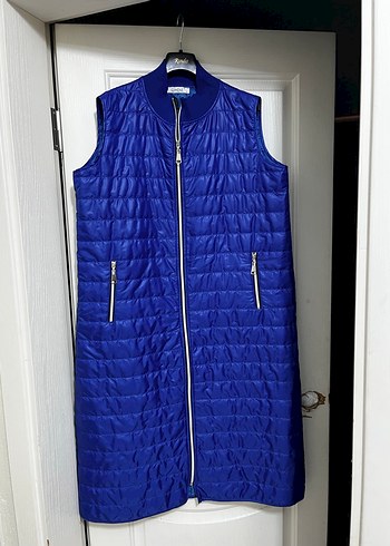 Mavi Fermuarlı Kadın Kış Ceketi - Görsel 9