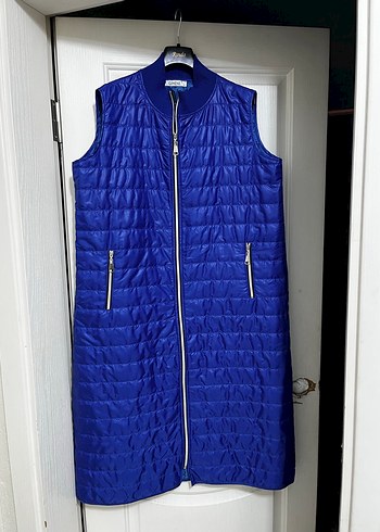 Mavi Fermuarlı Kadın Kış Ceketi - Görsel 4