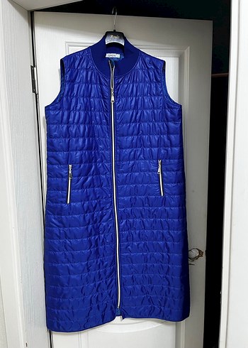 Mavi Fermuarlı Kadın Kış Ceketi - Görsel 5