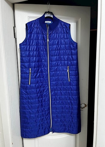 Mavi Fermuarlı Kadın Kış Ceketi - Görsel 8