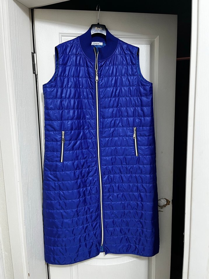 Mavi Fermuarlı Kadın Kış Ceketi - Görsel 4