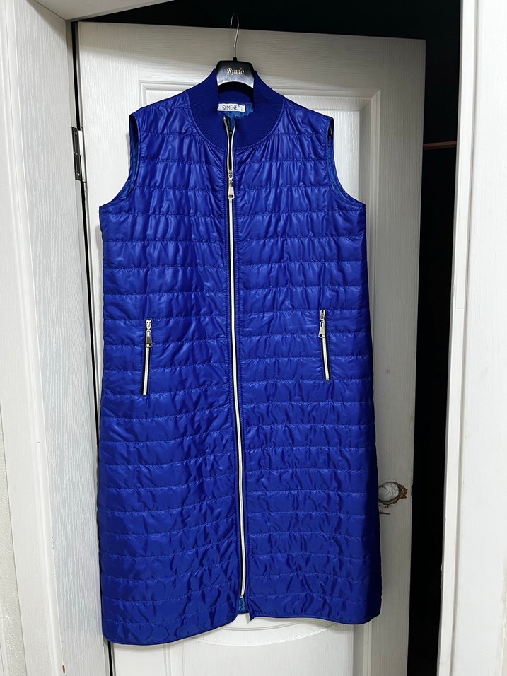 Mavi Fermuarlı Kadın Kış Ceketi - Görsel 5