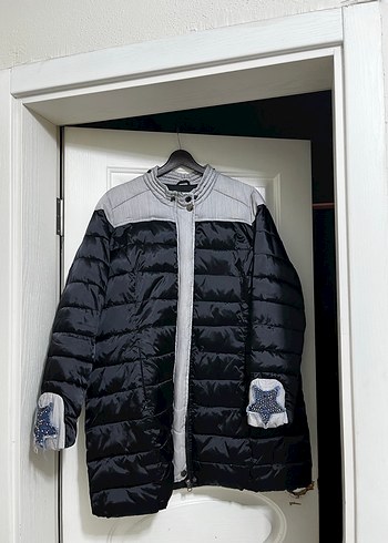 Düğmeli Gri Midi Kadın Mont - Görsel 2