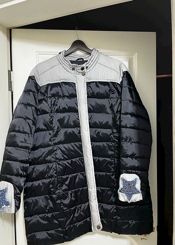 Düğmeli Gri Midi Kadın Mont - Görsel 4