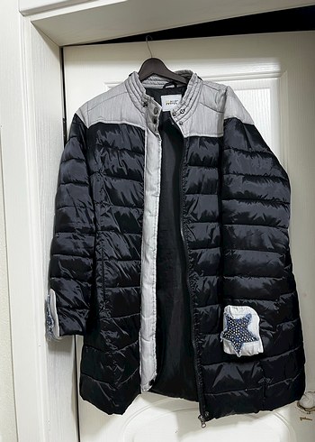 Düğmeli Gri Midi Kadın Mont - Görsel 11