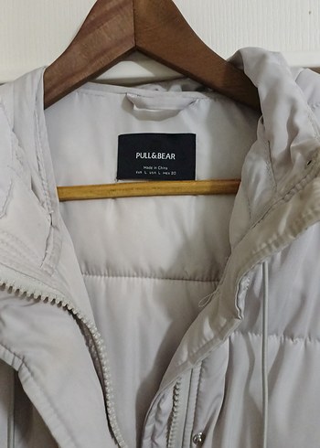 Pull and Bear Düğmeli Acik Gri Kadın Kışlık Mont