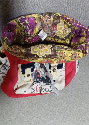 Renkli Baskılı Dokuma Sırt Çantası - Görsel 5