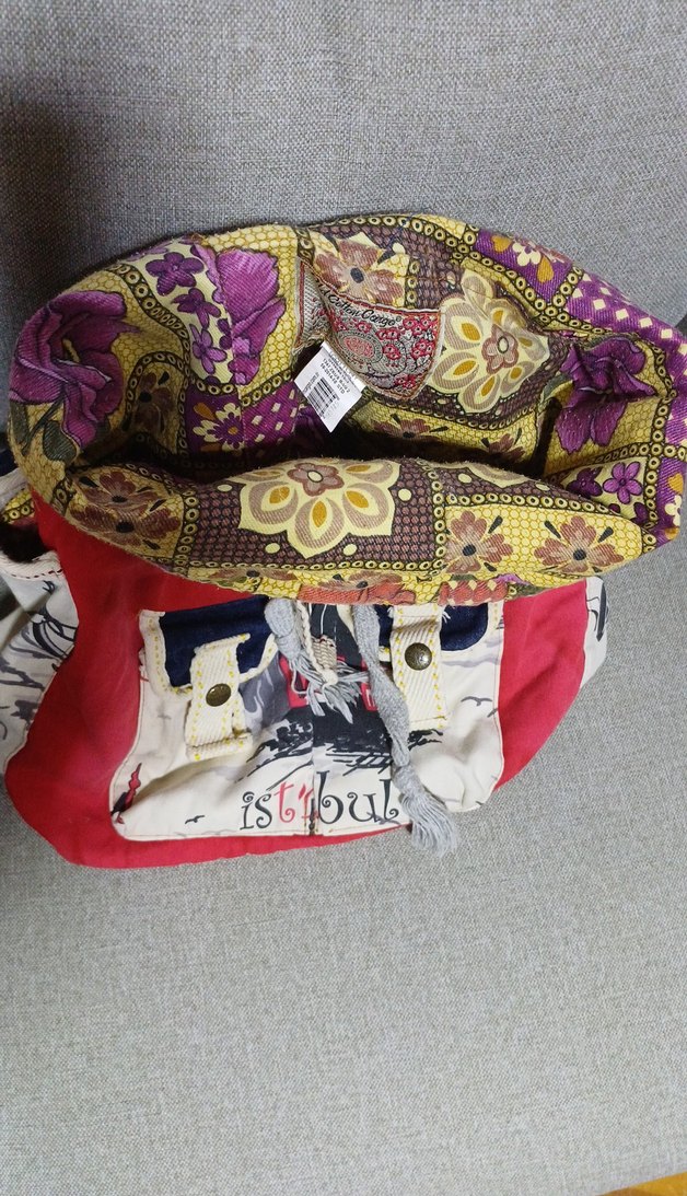 Renkli Baskılı Dokuma Sırt Çantası - Görsel 5