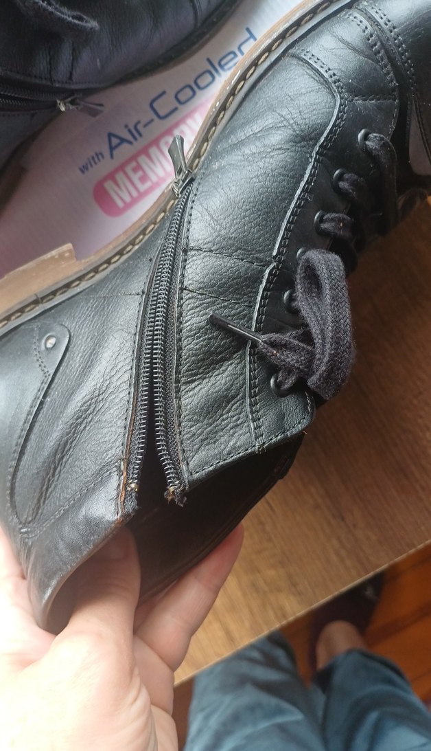 Erkek Siyah Deri Normcore Ayakkabı Bağcıklarını ve fermuarli - Görsel 2