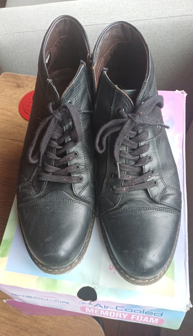 Erkek Siyah Deri Normcore Ayakkabı Bağcıklarını ve fermuarli - Görsel 5