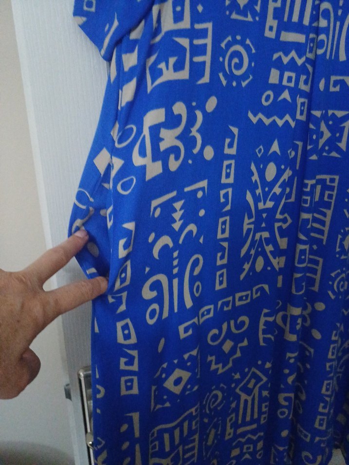 Bohem V Yaka Mavi Desenli Elbise  42 44 uyumlu - Görsel 5