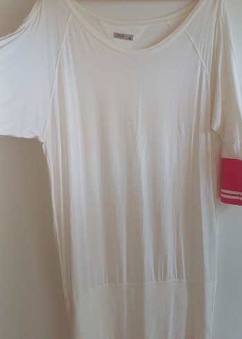 Beyaz Penye elbise - Görsel 5