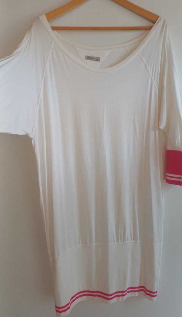 Beyaz Penye elbise - Görsel 5