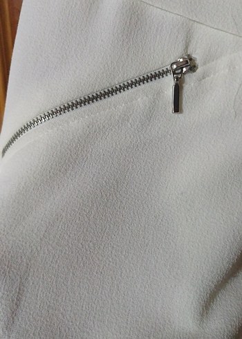 Drapeli Beyaz Midi Kadın Blazer Ceket - Görsel 5