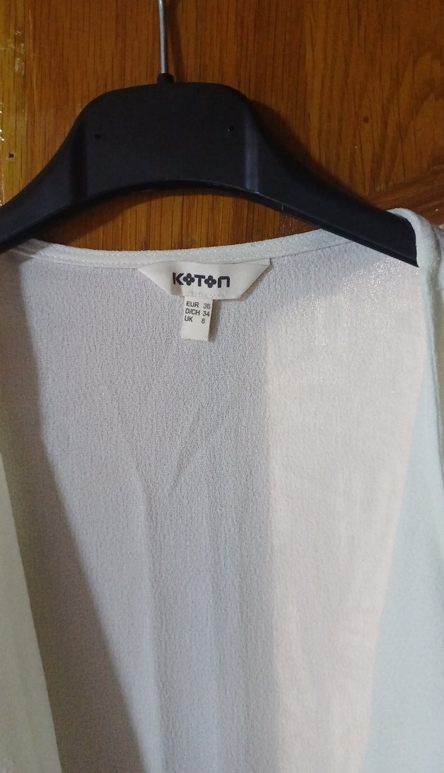 Drapeli Beyaz Midi Kadın Blazer Ceket - Görsel 3