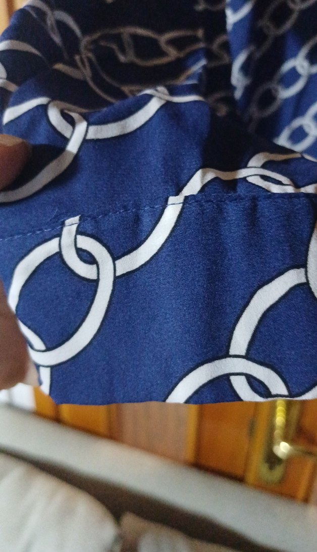 Zincir Desenli Mavi Kadın Gömlek - Görsel 4