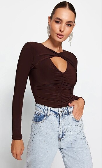 Kahverengi bodysuit
