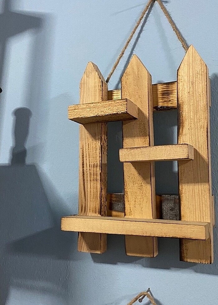 Dekoratif ahşap çit raf - Görsel 3