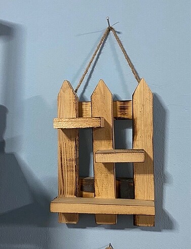 Dekoratif ahşap çit raf - Görsel 2