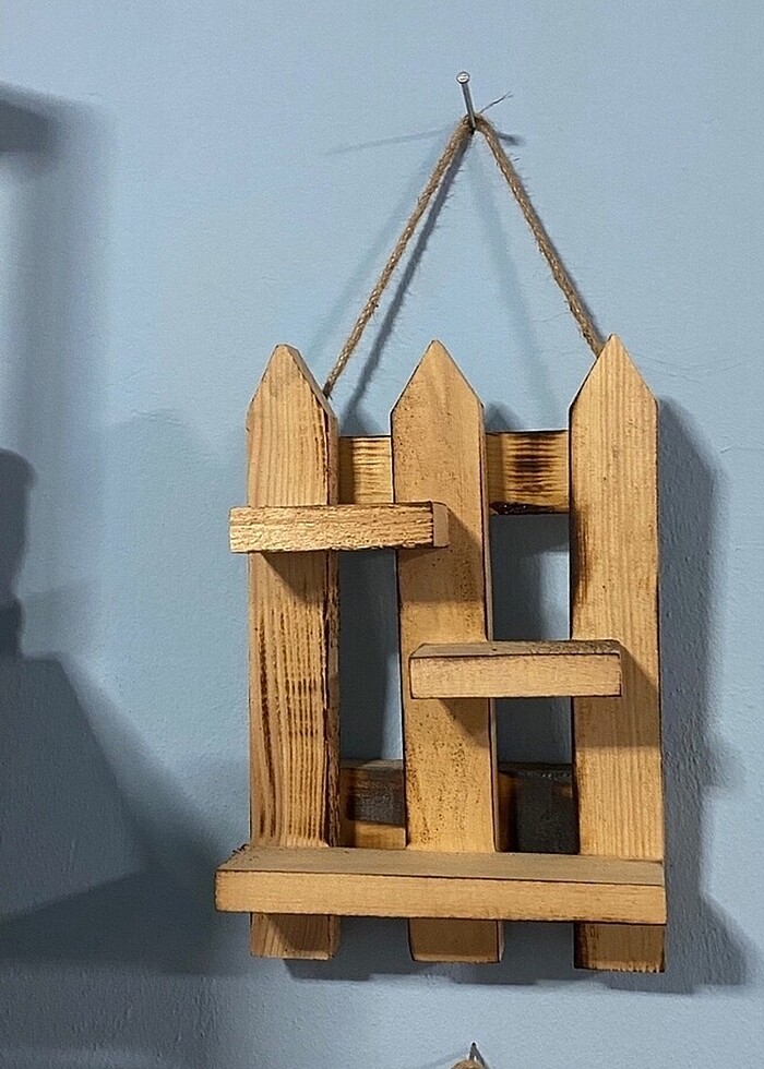 Dekoratif ahşap çit raf - Görsel 2