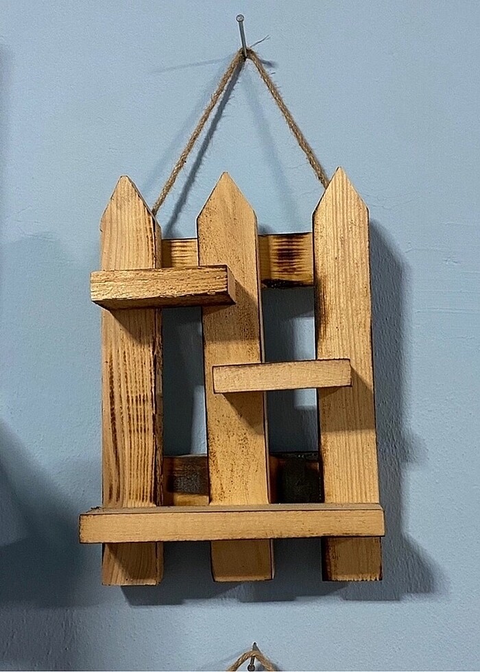 Dekoratif ahşap çit raf - Görsel 3