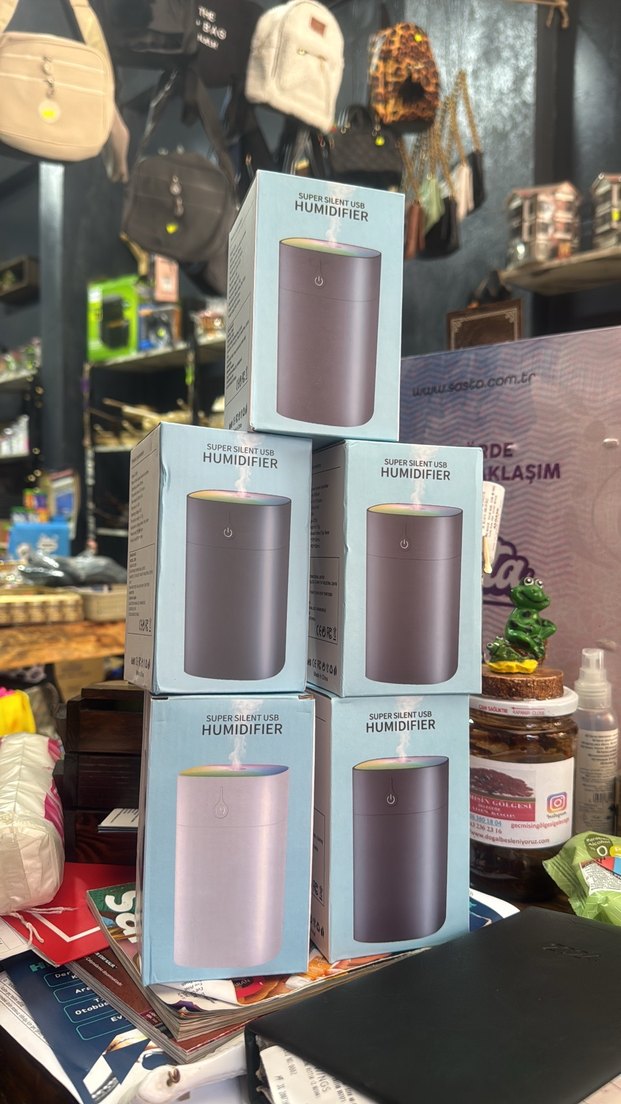 USB ile çalışan gri süper sessiz nemlendirici - Görsel 3
