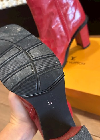 Kırmızı Deri Kadın Topuklu Botlar - Görsel 8