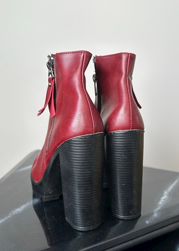 Kırmızı Deri Fermuarlı Kadın Topuklu Bot - Görsel 7