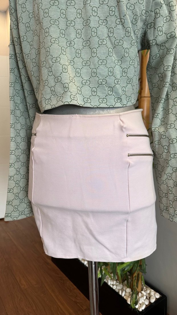 Açık pembe mini etek - Görsel 4