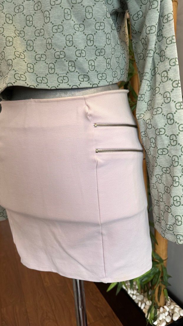 Açık pembe mini etek - Görsel 3