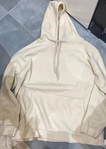 Kadın Beyaz Kapüşonlu Rahat Sweatshirt