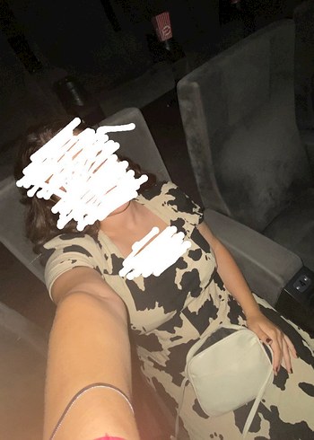 l Beden kahverengi Renk Kare yaka yırtmaçlı günlük elbise