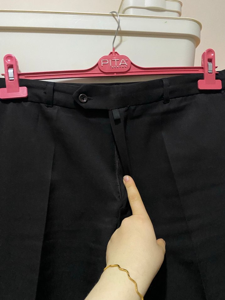 Siyah Erkek Kemerli Ofis Pantolonu - Görsel 2