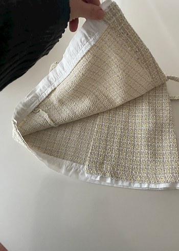 Beyaz Kemerli Mini Etek - Görsel 3